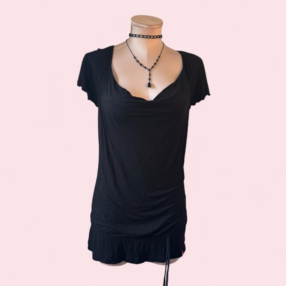Edikted black babydoll top in size S with a flattering draped scoop neckline
